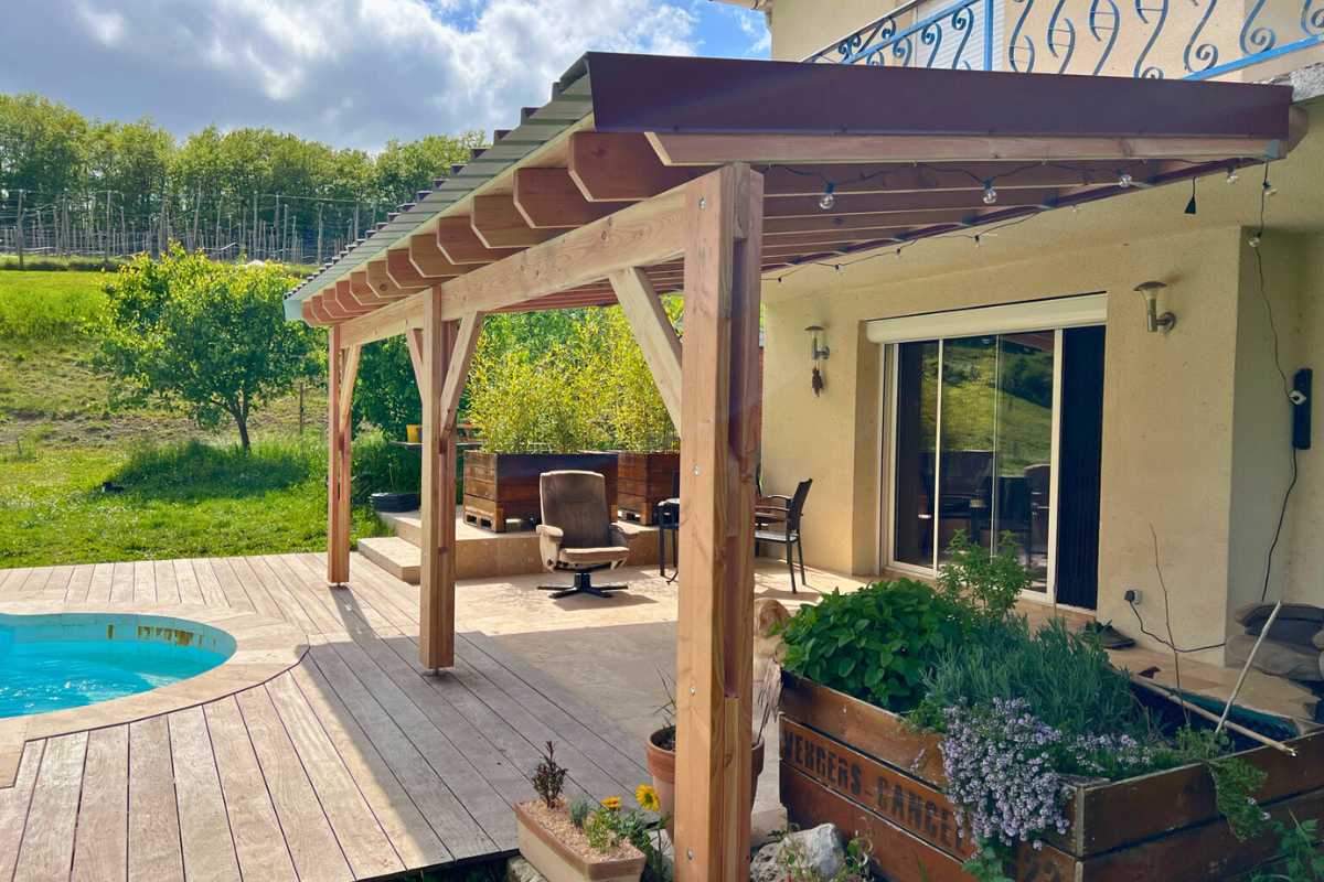 Pergola adossée pool house